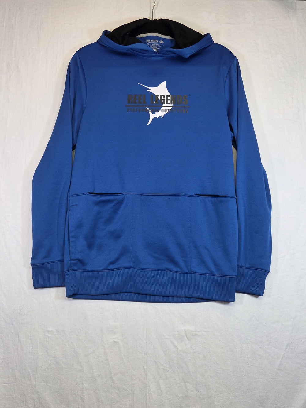 Reel Legends Firstmate Men’s Small Fishing Hoodie Cup Holders Blue. #0343